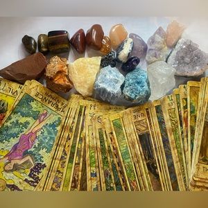 78 Tarot Card Deck and 19 Crystals Bundle